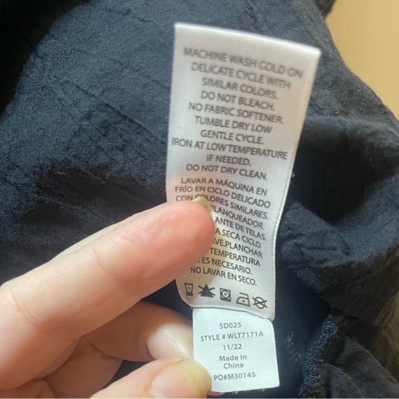 Wildfox flutter sleeve blouse cropped black cotton medium - Picture 10 of 10